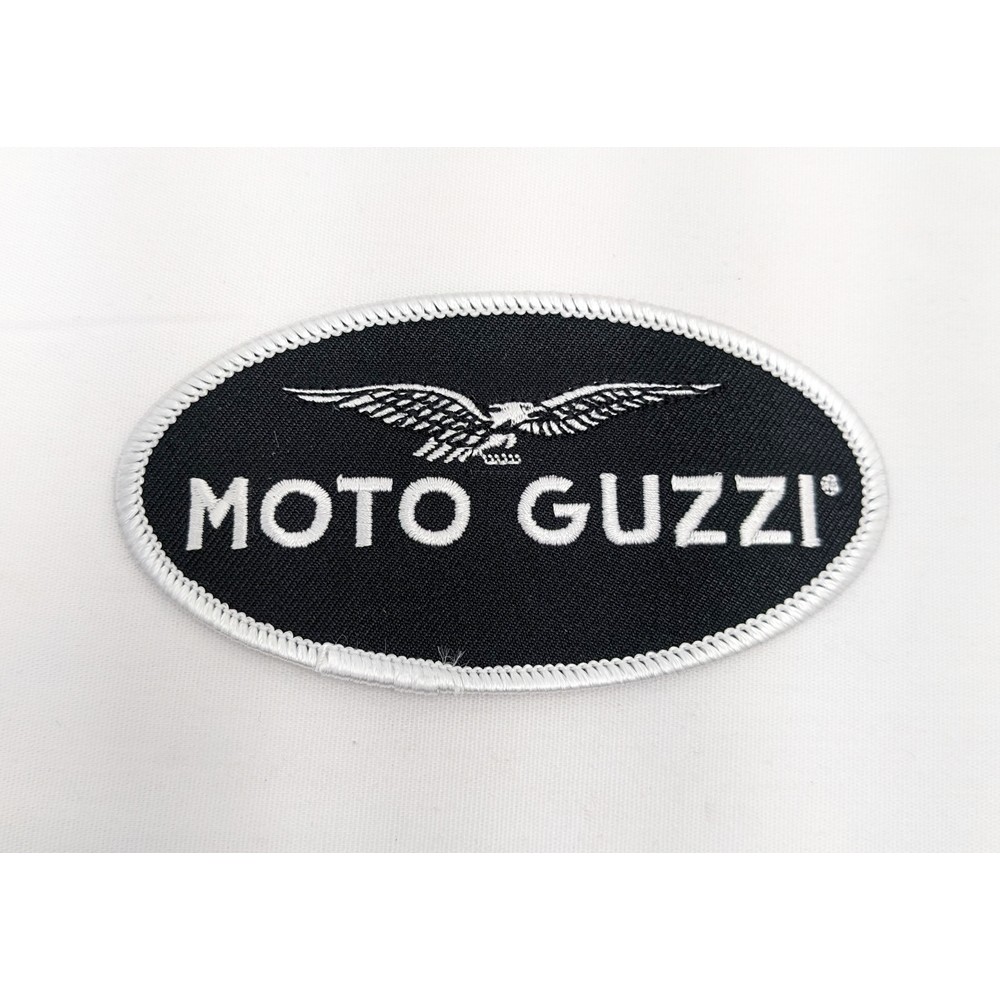 Patch Ricamata Termoadesiva Teschio Moto Guzzi - 20,5x19,5cm, Per Casco O Giubbotto